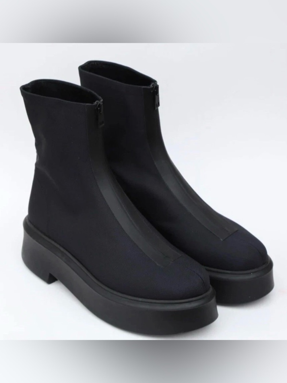The Row Zip Up Platform Boots Size 36-US 6 in Navy Black Nylon Canvas